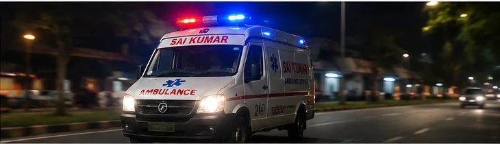Sai Kumar ambulance providing emergency support at night